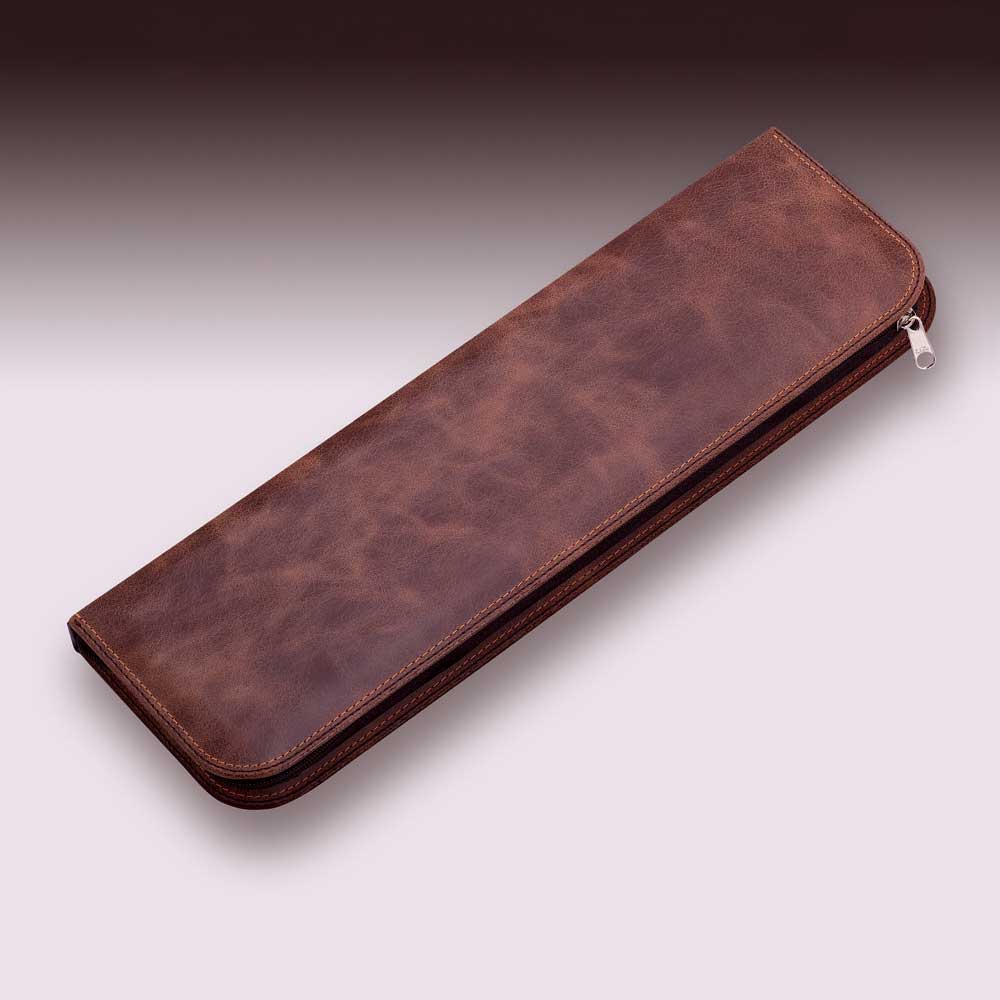 Brown leather case handcraft
